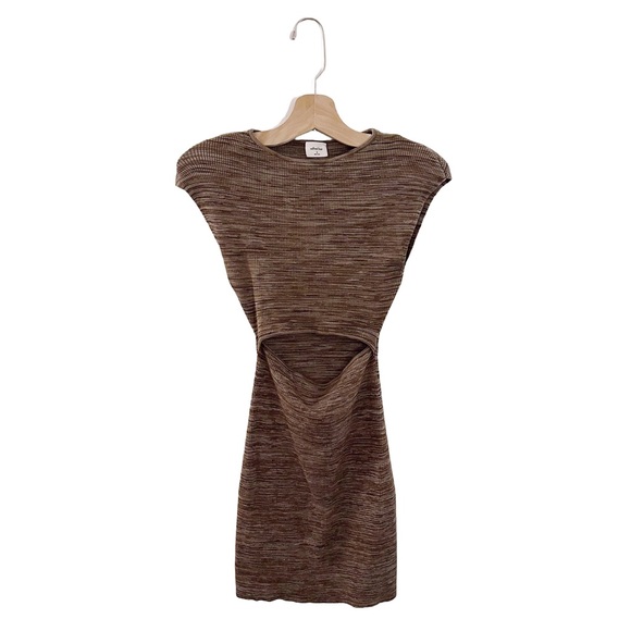 Aritzia Dresses & Skirts - Aritzia Wilfred Brown Knit Mini Dress Marled Cut Out Sleeveless